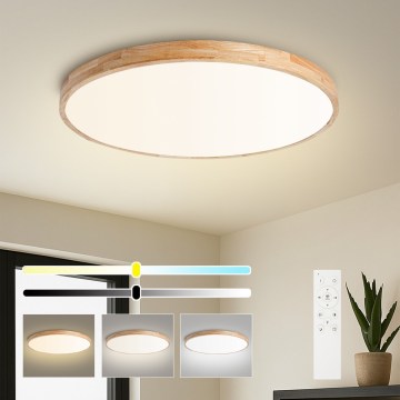Brilagi - dimbare LED-plafondlamp WOODLINE LED/100W/230V 3000-6000K eik Ø 80 cm + afstandsbediening