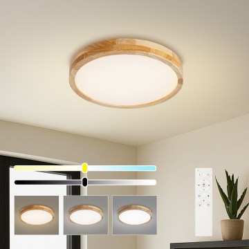 Brilagi - Dimbare LED-plafondlamp WOODLINE LED/48W/230V 3000-6000K eiken Ø 40 cm + afstandsbediening