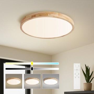 Brilagi - Dimbare LED-plafondlamp WOODLINE LED/72W/230V 3000-6000K eiken Ø 60 cm + afstandsbediening