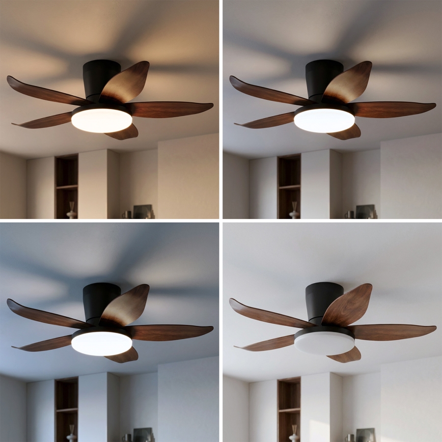 Brilagi - Dimbare LED-plafondventilator LED/32W/230V 3000-6500K Ø 95 cm zwart/bruin + afstandsbediening