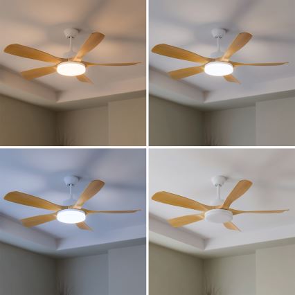 Brilagi - Dimbare LED-plafondventilator LED/34W/230V 132 cm wit/bruin + afstandsbediening