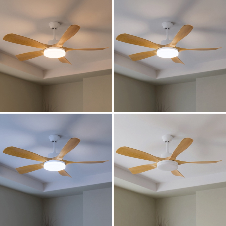 Brilagi - Dimbare LED-plafondventilator LED/34W/230V 132 cm wit/bruin + afstandsbediening
