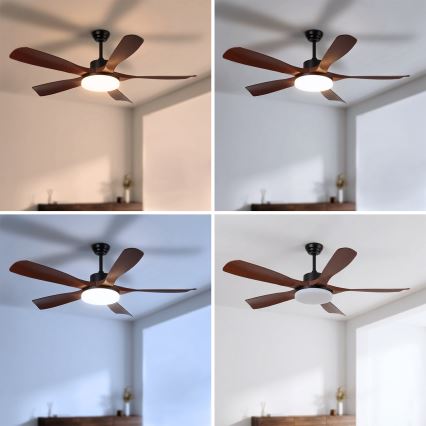 Brilagi - Dimbare LED-plafondventilator LED/34W/230V 3000-6500K Ø 132 cm zwart/bruin + afstandsbediening