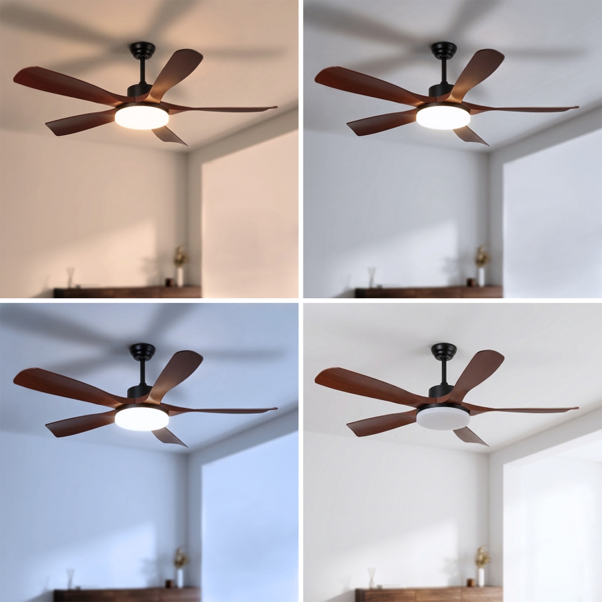 Brilagi - Dimbare LED-plafondventilator LED/34W/230V 3000-6500K Ø 132 cm zwart/bruin + afstandsbediening
