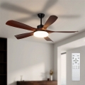 Brilagi - Dimbare LED-plafondventilator LED/34W/230V 3000-6500K Ø 132 cm zwart/bruin + afstandsbediening