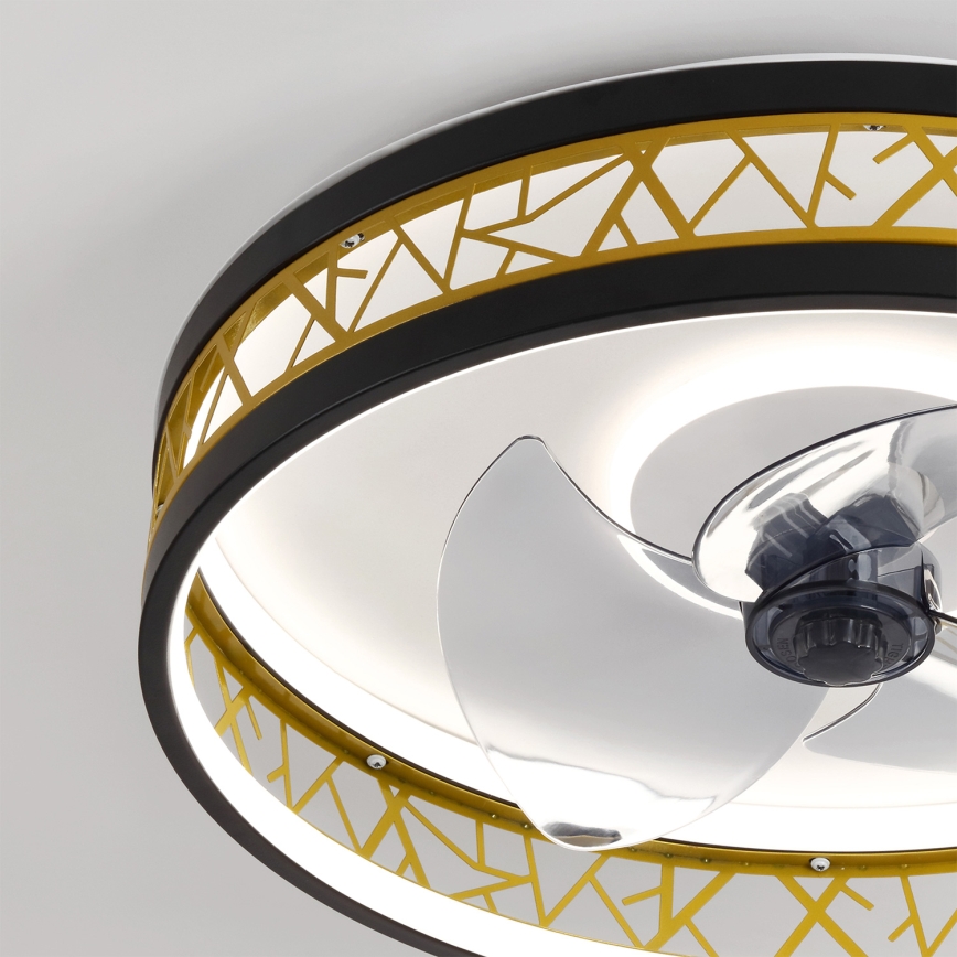 Brilagi - Dimbare LED-plafondventilator LED/34W/230V 50 cm zwart/goud + afstandsbediening