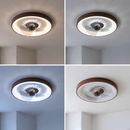 Brilagi - Dimbare LED-plafondventilator LED/34W/230V Ø 46 cm bruin + afstandsbediening