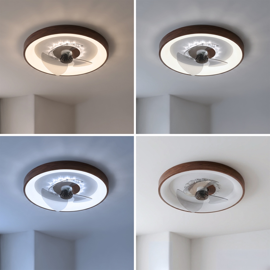 Brilagi - Dimbare LED-plafondventilator LED/34W/230V Ø 46 cm bruin + afstandsbediening