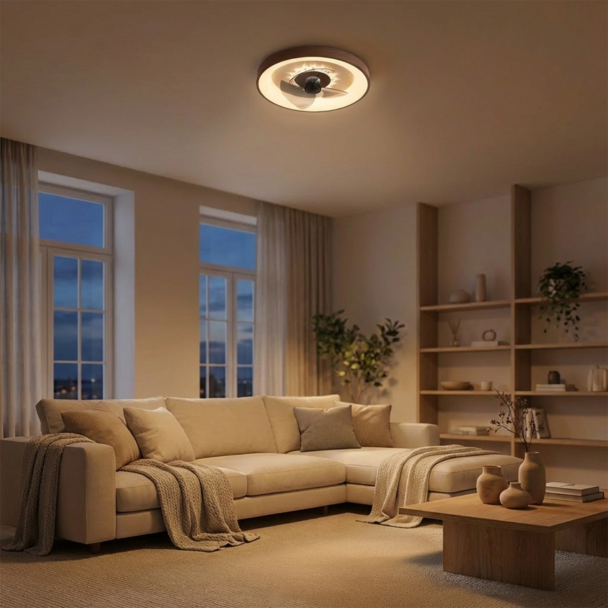 Brilagi - Dimbare LED-plafondventilator LED/34W/230V Ø 46 cm bruin + afstandsbediening