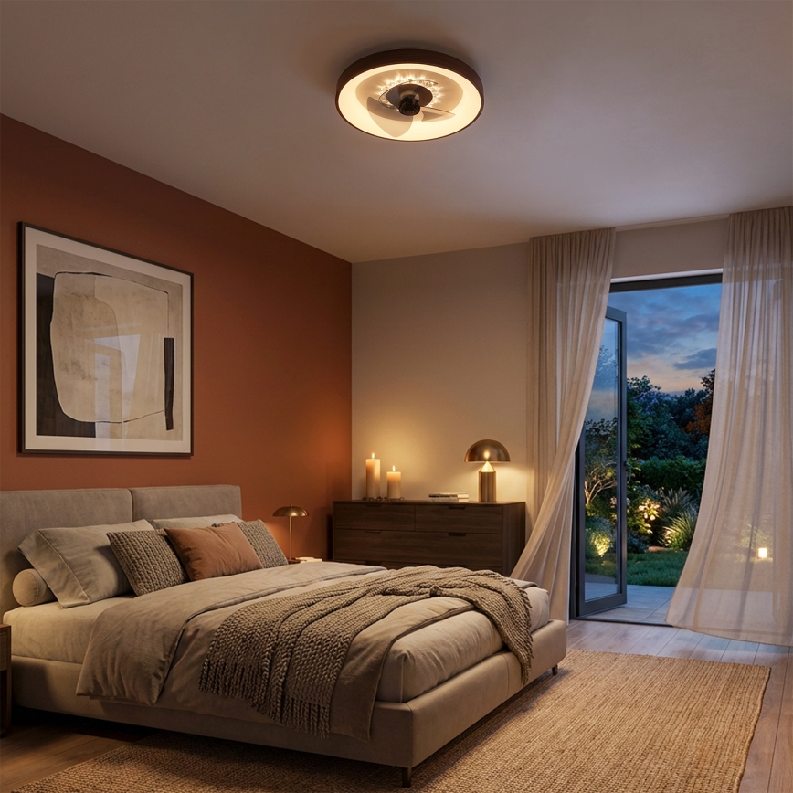 Brilagi - Dimbare LED-plafondventilator LED/34W/230V Ø 46 cm bruin + afstandsbediening