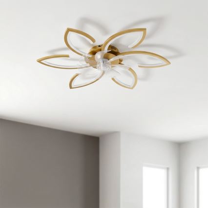 Brilagi - LED-dimbare plafondventilator LED/34W/230V Ø 78 cm goudkleurig + afstandsbediening