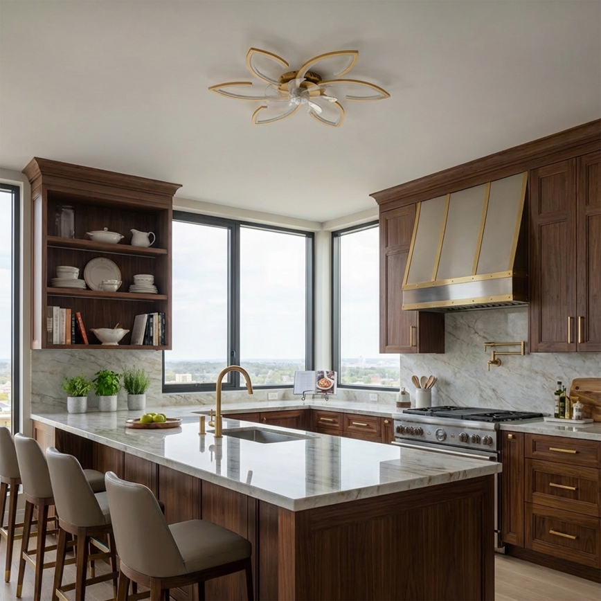 Brilagi - LED-dimbare plafondventilator LED/34W/230V Ø 78 cm goudkleurig + afstandsbediening