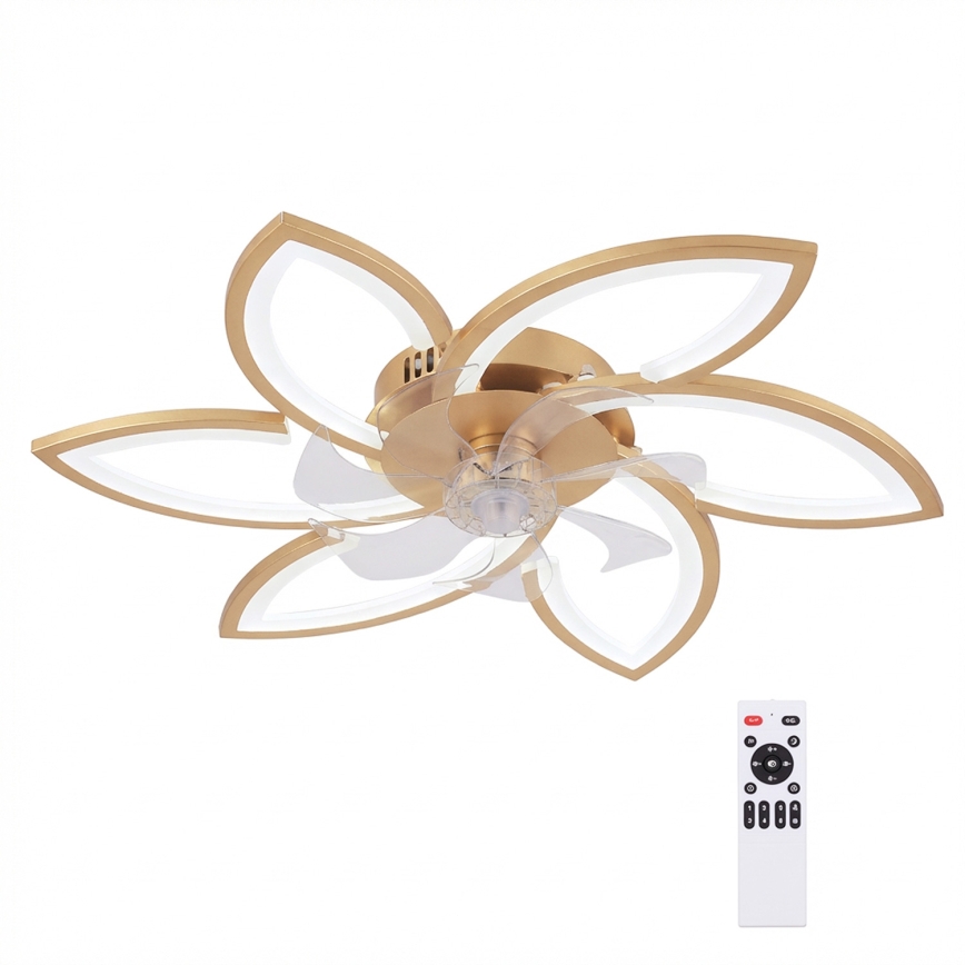 Brilagi - LED-dimbare plafondventilator LED/34W/230V Ø 78 cm goudkleurig + afstandsbediening
