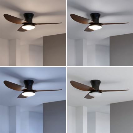 Brilagi - dimbare LED-plafondventilator, 38 W, 230 V, 100 cm, zwart/bruin + afstandsbediening