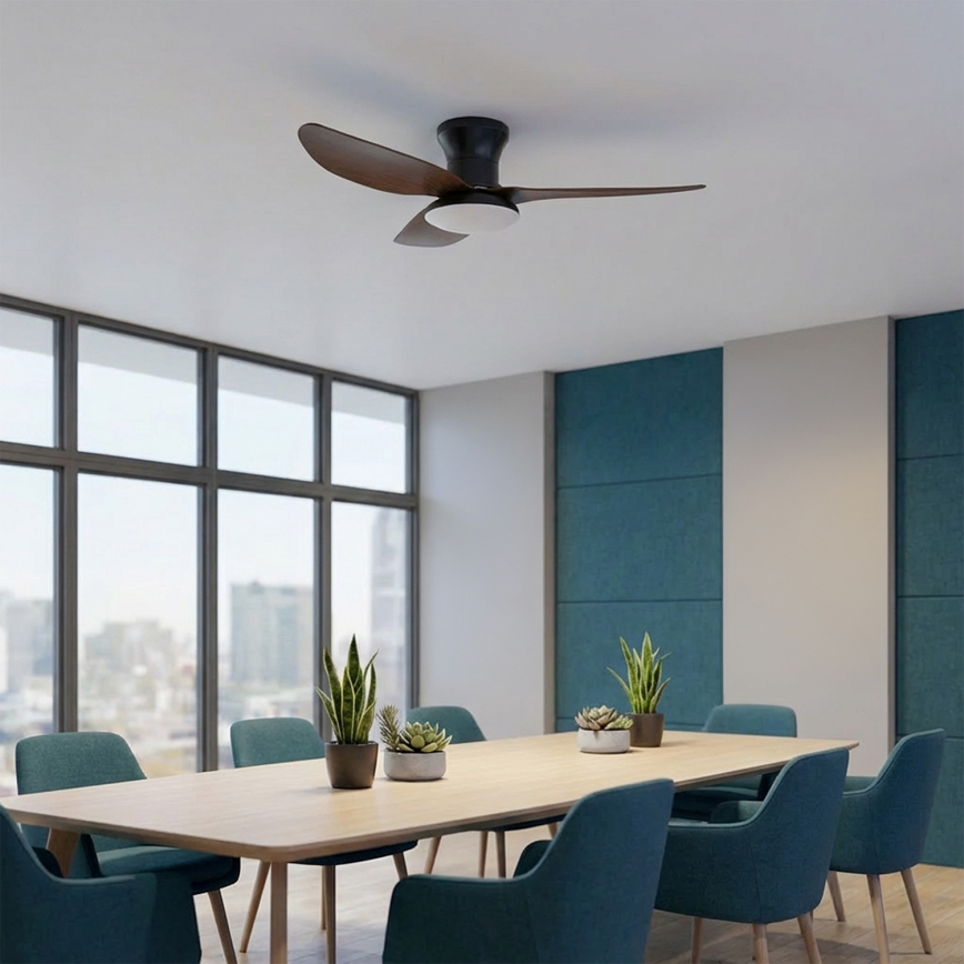 Brilagi - dimbare LED-plafondventilator, 38 W, 230 V, 100 cm, zwart/bruin + afstandsbediening