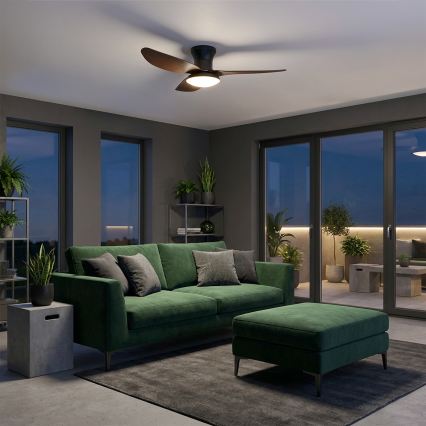 Brilagi - dimbare LED-plafondventilator, 38 W, 230 V, 100 cm, zwart/bruin + afstandsbediening