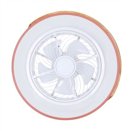 Brilagi - Dimbare LED-plafondlamp met ventilator LED/38W/230V 3000-6500K Ø 50 cm roze/eiken + afstandsbediening