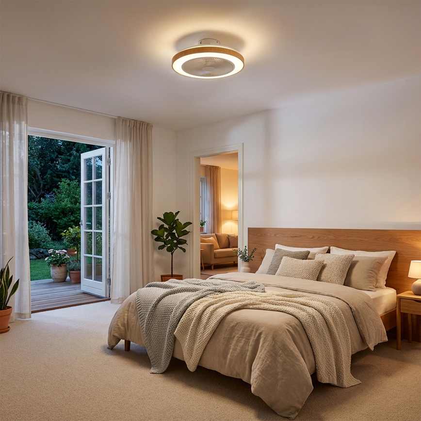 Brilagi - LED Dimbare plafondventilator LED/38W/230V 50 cm wit/bruin + afstandsbediening