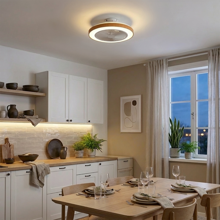 Brilagi - LED Dimbare plafondventilator LED/38W/230V 50 cm wit/bruin + afstandsbediening