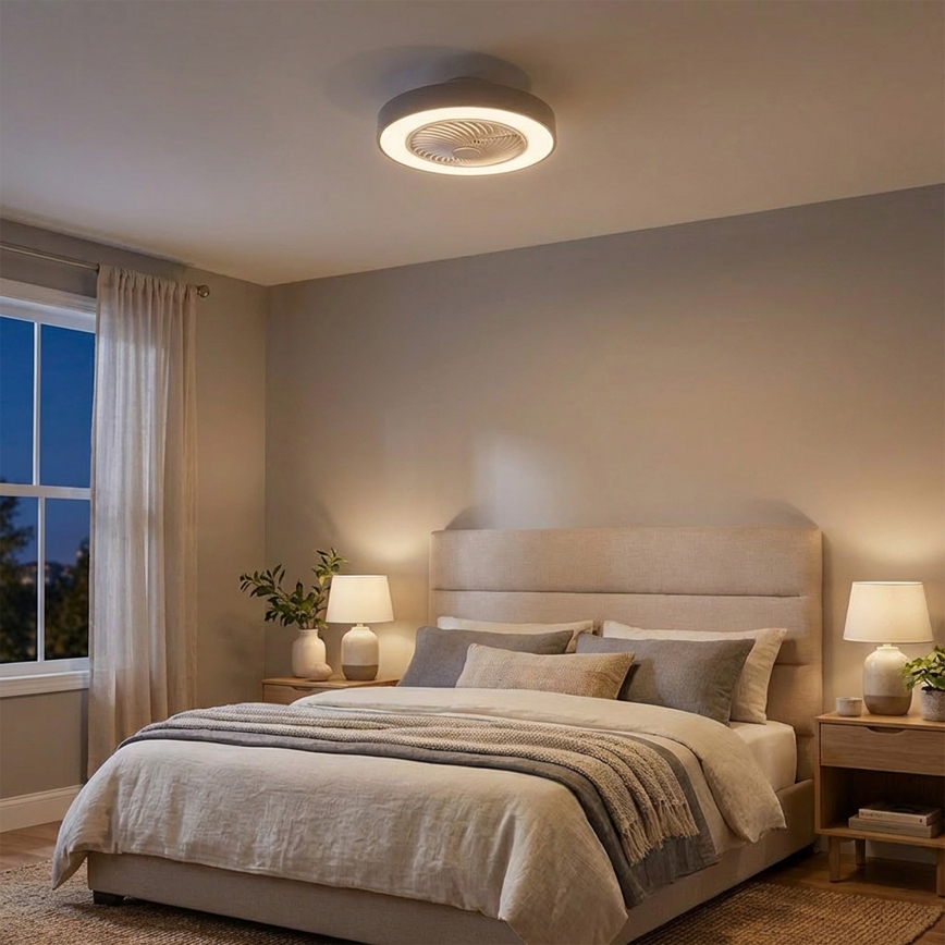 Brilagi - LED-dimbare plafondlamp met ventilator LED/38W/230V 3000-6500K 3000-6500K Ø 50 cm grijs + afstandsbediening
