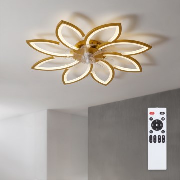 Brilagi - Dimbare LED-plafondventilator LED/43W/230V Ø 90 cm goudkleurig + afstandsbediening