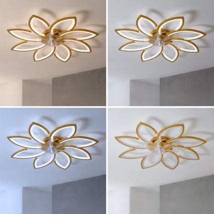 Brilagi - Dimbare LED-plafondventilator LED/43W/230V Ø 90 cm goudkleurig + afstandsbediening