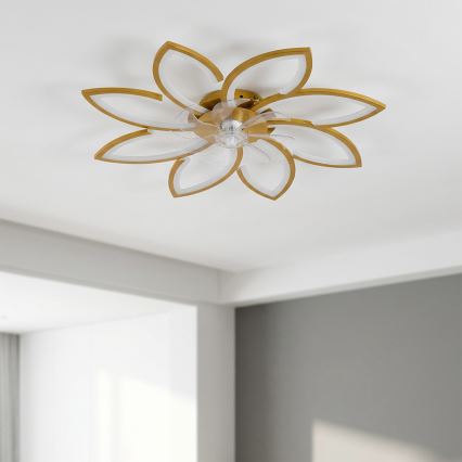 Brilagi - Dimbare LED-plafondventilator LED/43W/230V Ø 90 cm goudkleurig + afstandsbediening