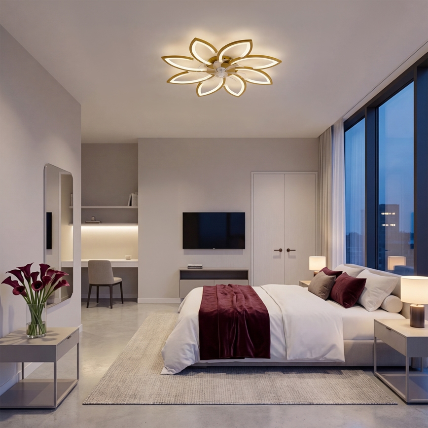 Brilagi - Dimbare LED-plafondventilator LED/43W/230V Ø 90 cm goudkleurig + afstandsbediening