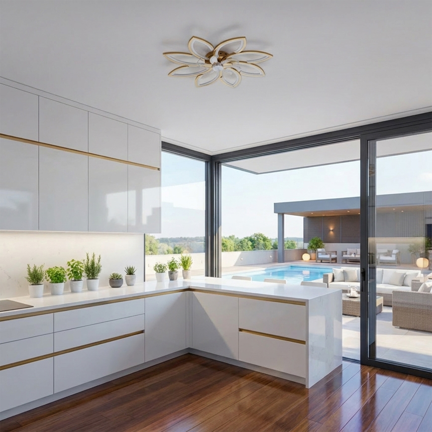 Brilagi - Dimbare LED-plafondventilator LED/43W/230V Ø 90 cm goudkleurig + afstandsbediening