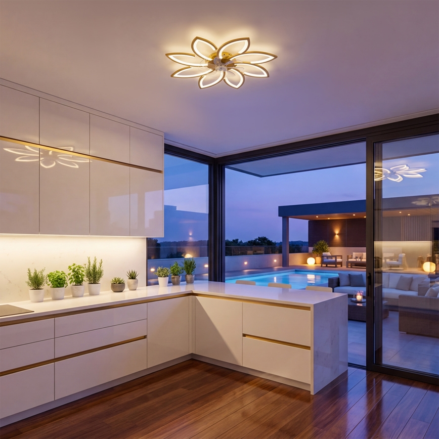 Brilagi - Dimbare LED-plafondventilator LED/43W/230V Ø 90 cm goudkleurig + afstandsbediening