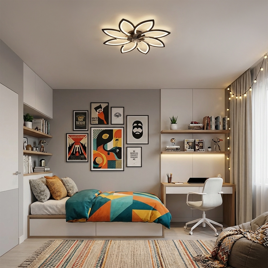 Brilagi - LED-dimbare plafondventilator LED/43W/230V Ø 90 cm zwart + afstandsbediening