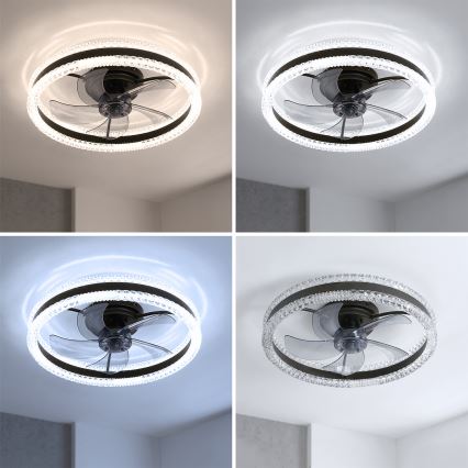 Brilagi - Dimbare LED-plafondventilator LED/62W/230V 3000-6500K Ø 50 cm zwart + afstandsbediening