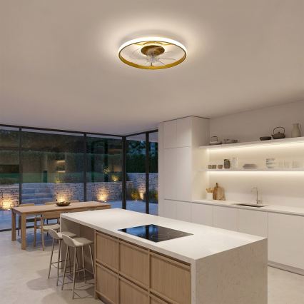 Brilagi - Dimbare LED-plafondventilator 66W/230V 3000-6500K Ø 55 cm wit/goud + afstandsbediening