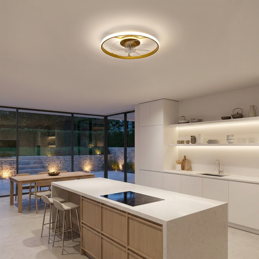 Brilagi - Dimbare LED-plafondventilator 66W/230V 3000-6500K Ø 55 cm wit/goud + afstandsbediening