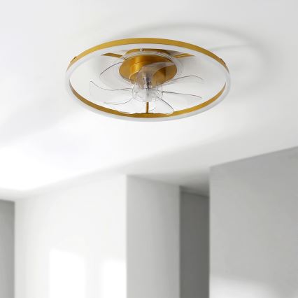 Brilagi - Dimbare LED-plafondventilator LED/66W/230V 55 cm wit/goud + afstandsbediening