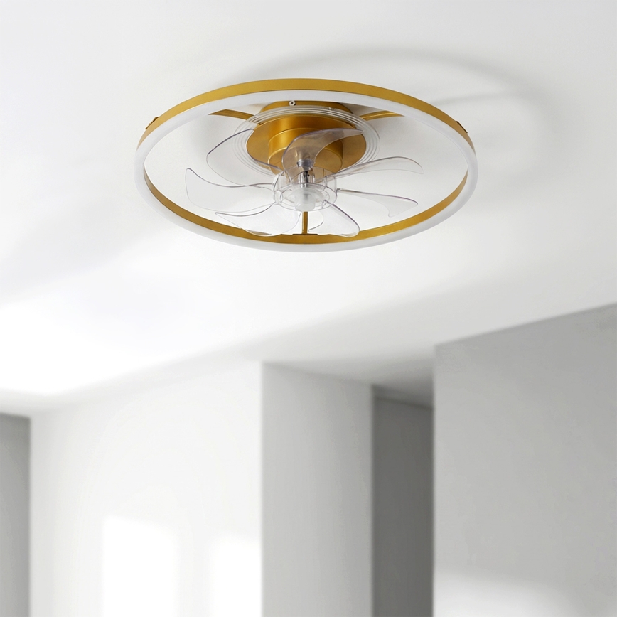 Brilagi - Dimbare LED-plafondventilator LED/66W/230V 55 cm wit/goud + afstandsbediening