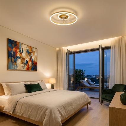 Brilagi - Dimbare LED-plafondventilator LED/66W/230V 55 cm wit/goud + afstandsbediening