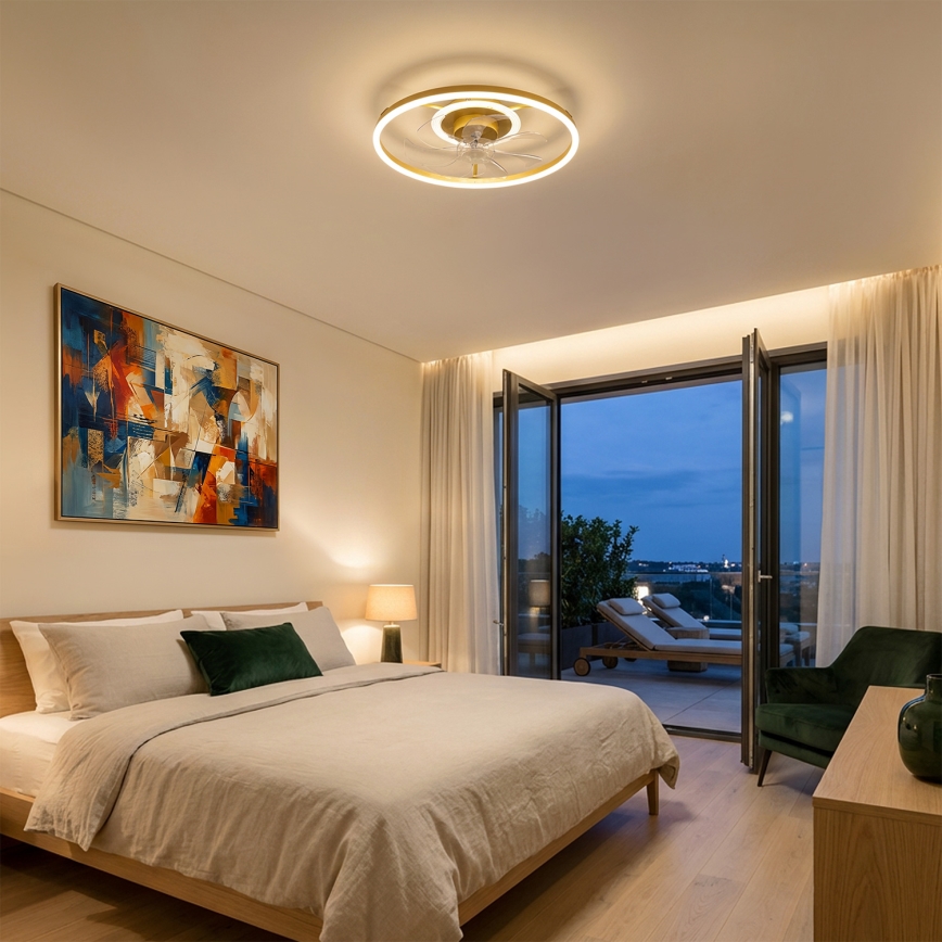 Brilagi - Dimbare LED-plafondventilator LED/66W/230V 55 cm wit/goud + afstandsbediening