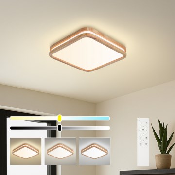 Brilagi - Dimbare LED-plafonnière MOLINA SQUARE LED/48W/230V 3000-6000K eiken 40x40 cm + afstandsbediening