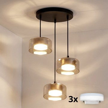 Brilagi - Dimbare LED RGB+CCT hanglamp aan kabel AURA LUX 3xGX53/14W/230V 2700-6500K Wi-Fi Tuya zwart/goud