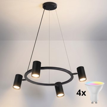 Brilagi - dimbare LED RGBW hanglamp aan snoer SELE 4xGU10/6,5W/230V 2700-6500K zwart