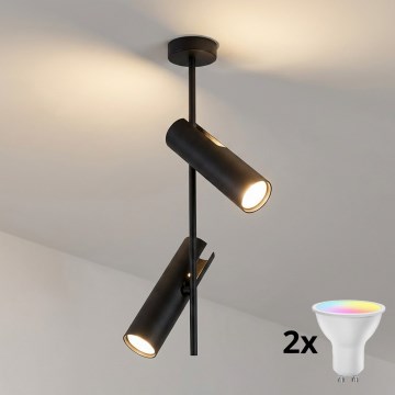 Brilagi - dimbare LED RGBW hanglamp BRANCH 2xGU10/6,5W/230V 2700-6500K zwart