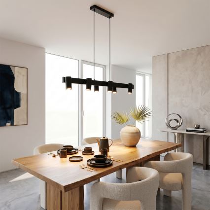 Brilagi - LED RGBW dimbare hanglamp aan kabel SELE 6xGU10/6,5W/230V 2700-6500K zwart + afstandsbediening