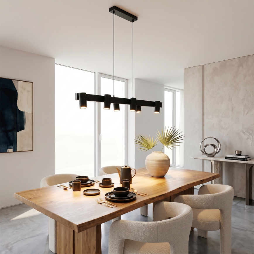 Brilagi - LED RGBW dimbare hanglamp aan kabel SELE 6xGU10/6,5W/230V 2700-6500K zwart + afstandsbediening