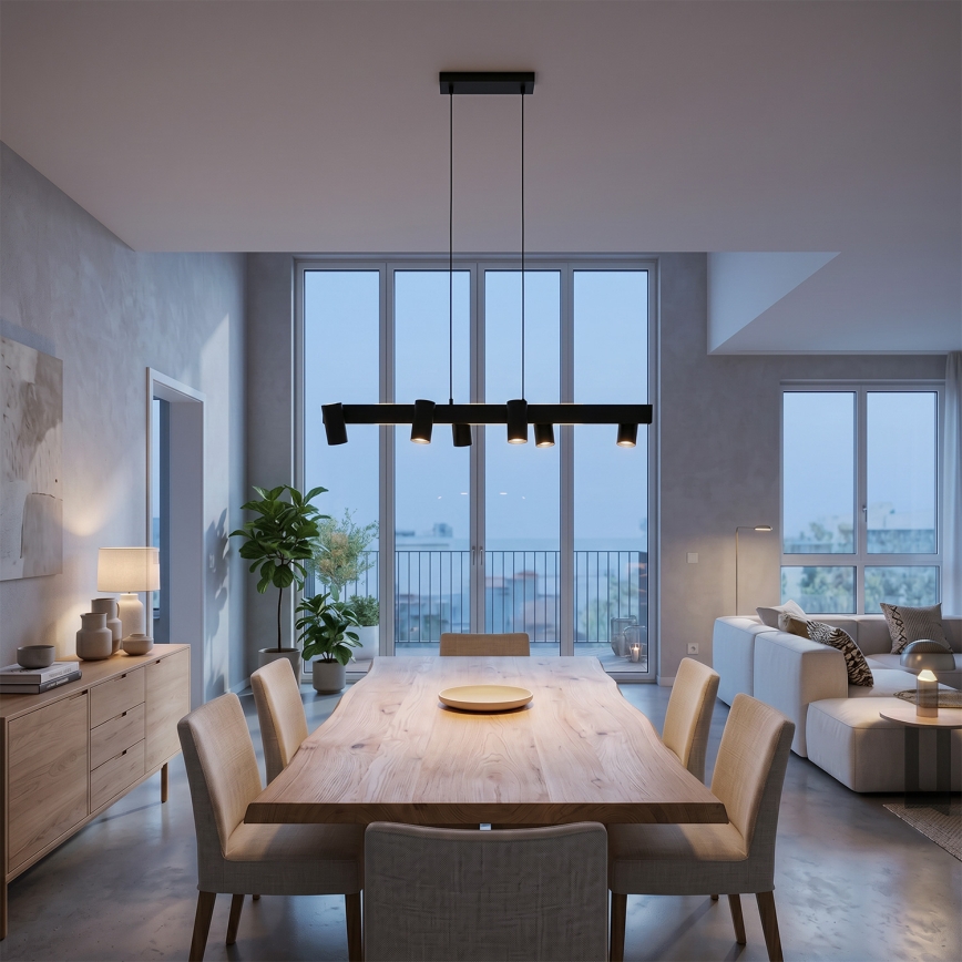 Brilagi - LED RGBW dimbare hanglamp aan kabel SELE 6xGU10/6,5W/230V 2700-6500K zwart + afstandsbediening
