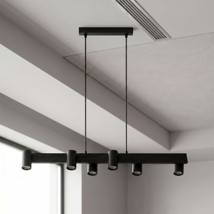 Brilagi - LED RGBW dimbare hanglamp aan kabel SELE 6xGU10/6,5W/230V 2700-6500K zwart + afstandsbediening
