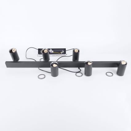 Brilagi - LED RGBW dimbare hanglamp aan kabel SELE 6xGU10/6,5W/230V 2700-6500K zwart + afstandsbediening