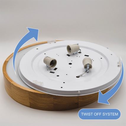 Brilagi - dimbare LED RGBW plafondlamp CARVALHO 3xE27/15W/230V 2700–6500K Wi-Fi, eiken Ø 47,5 cm