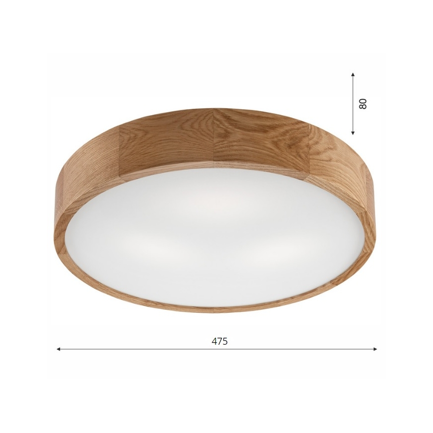 Brilagi - dimbare LED RGBW plafondlamp CARVALHO 3xE27/15W/230V 2700–6500K Wi-Fi, eiken Ø 47,5 cm
