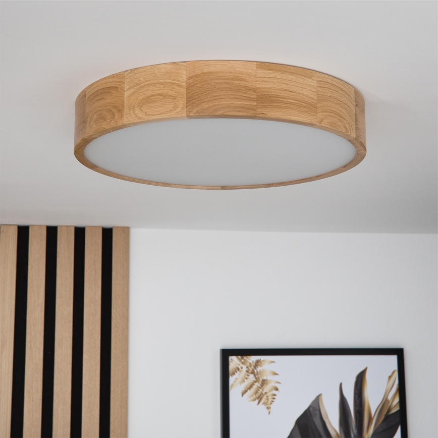 Brilagi - dimbare LED RGBW plafondlamp CARVALHO 3xE27/9W/230V 2700–6500K Wi-Fi, eiken Ø 47,5 cm